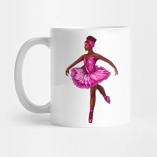 Ballet African American ballerina in pink tutu black woman with afro hair dancer dancing dance by Artonmytee